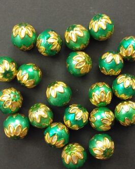 Round meenakari beads (green)