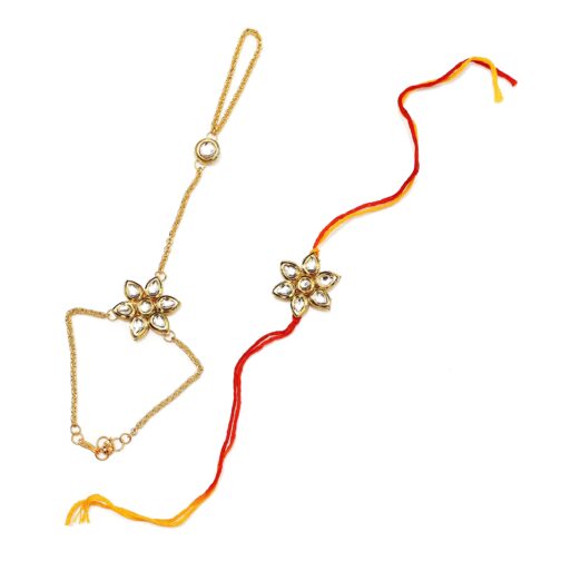 Bhaiyaa bhabhi Rakhi combo set, kundan rakhi, rakhi combo for bhaiya and bhabhi, rakhi combo set online