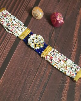Designer Kundan bracelet Rakhi for brother